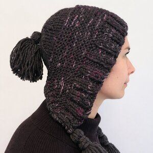 Hand-Knit Merino Wool Earflap Hat with Tassel – Cozy Winter Boho Style unisex